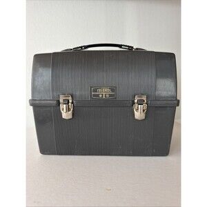 Vintage King Seeley Gray Plastic Thermos Domed Lunch Box Pail 1970's Norwich CT